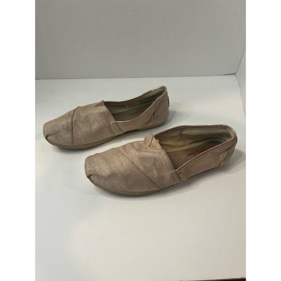 Toms Classic Alpargata Flat Gold Sparkle Canvas  Slip On Loafer Sz 7.5 - Picture 1 of 8